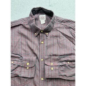 Gibson Shirt Adult Large Red Gray Plaid Preppy Casual Outdoors‎ Classic Mens